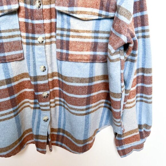 Ford Bronco Blue Brown Plaid Shacket Shirt Jacket 1X - Picture 8 of 8